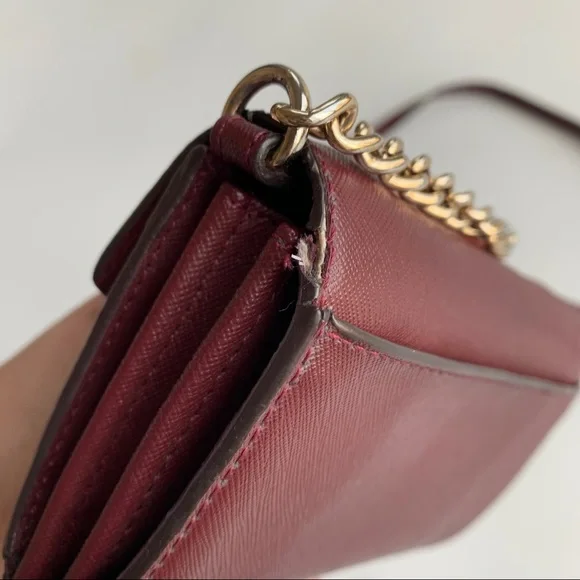 Michael Kors Collection Saffiano Crossbody Wallet Bag Burgundy Red - Picture 8 of 9